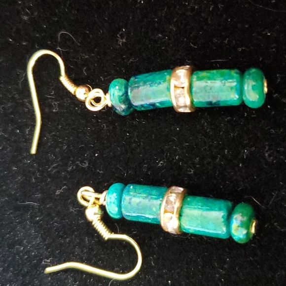 Dyed Green Turquoise Earrings - Picture 6 of 9